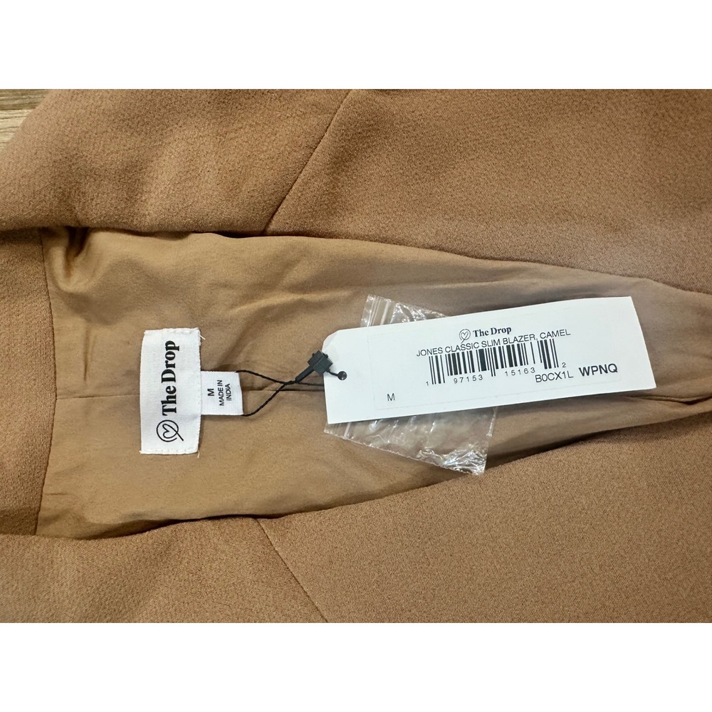 The Drop Jones Classic Slim Fit Blazer Camel Double Breasted Size M NWT - Picture 3 of 10